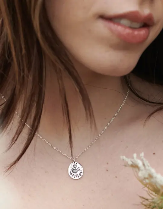Collier 'Zina' moineau folk en argent massif