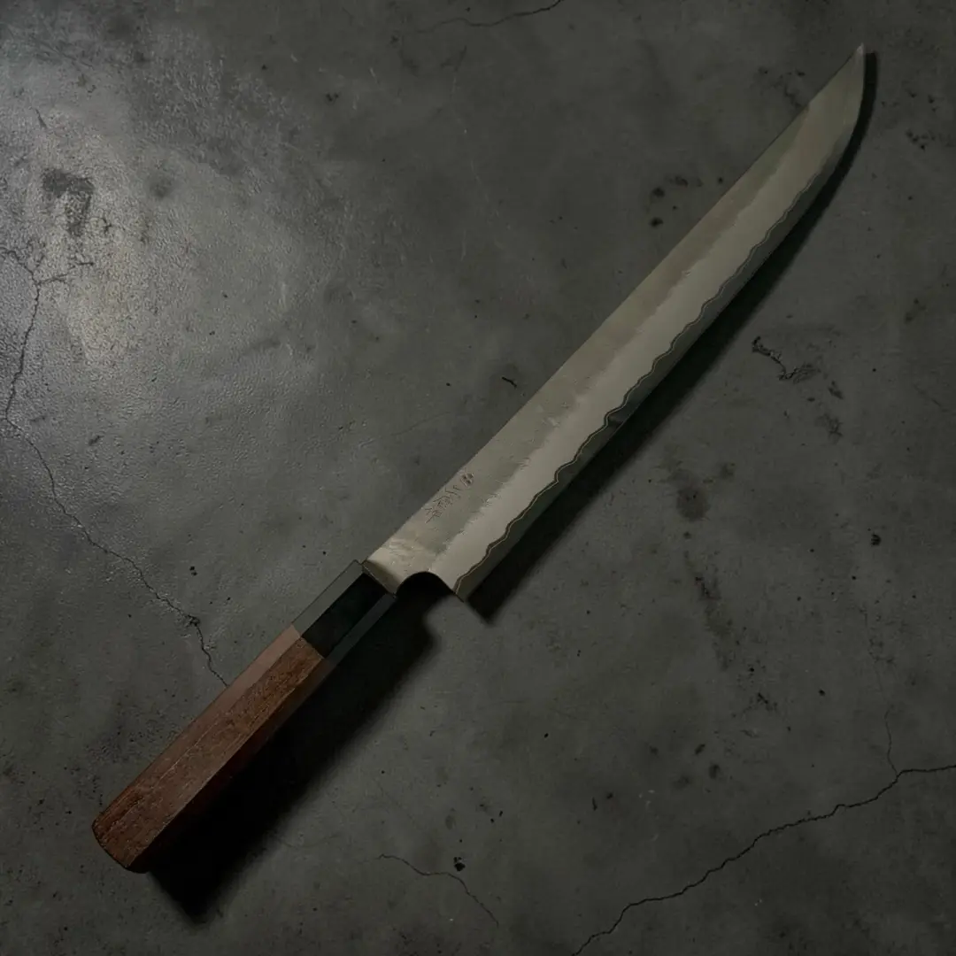 Nigara Aogami Super Migaki Tsuchime Sakimaru Sujihiki 300mm