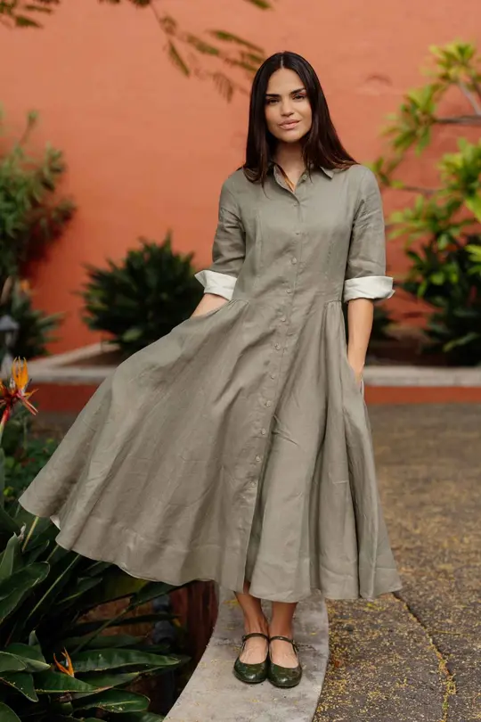 Malva – Button-Down Linen Shirt Dress