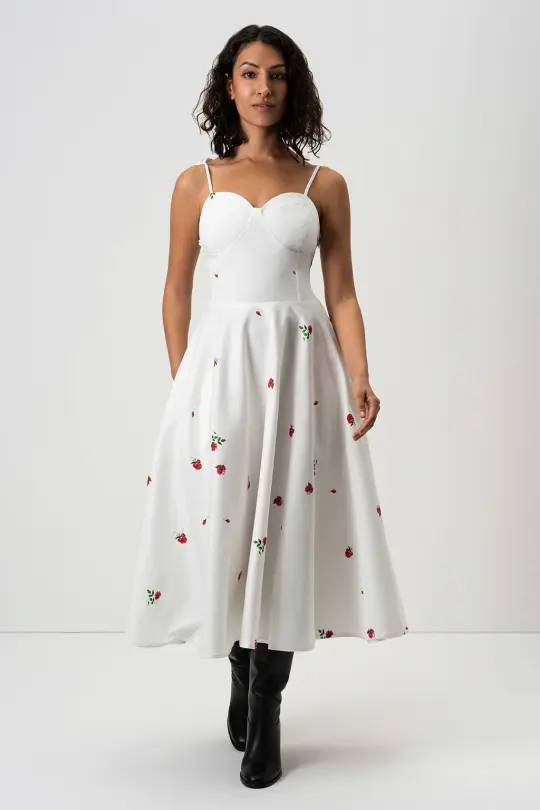 Fit and Flare Dress in White | Petite Fleur