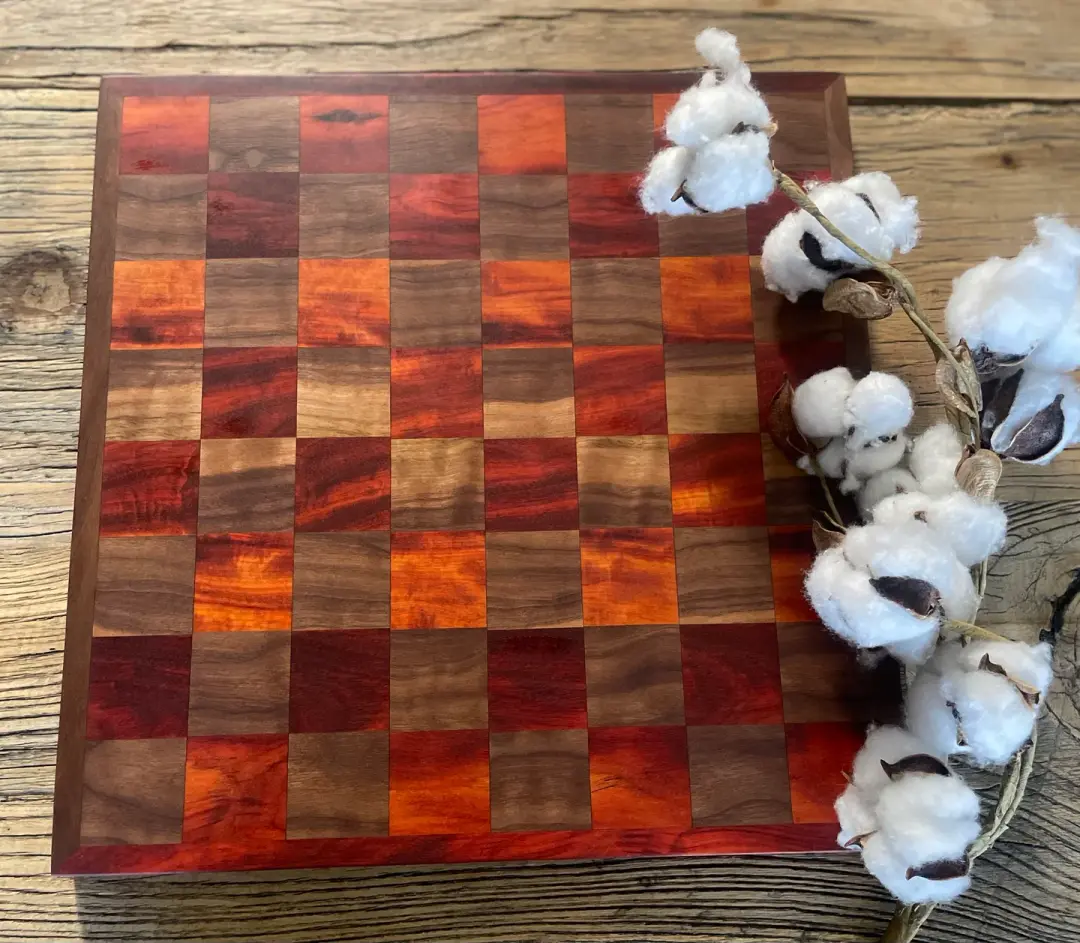 25S005 - Mixed Walnut & Orangeheart Checker Chess Board