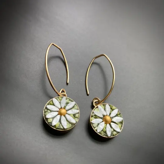 Daisy Earrings, Gold Centers
