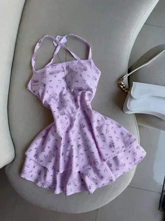 Dreamy Purple Homecoming Dress , Spaghetti Straps Floral Corset Short Prom Dress Summer Dress RS1577