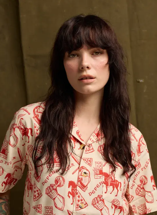 Defend Pizza Button Up