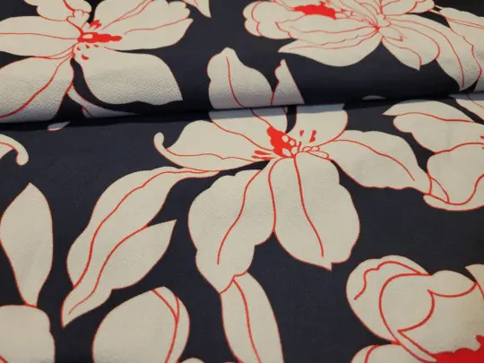 Textured Navy Grey Floral Knit - By the Yard