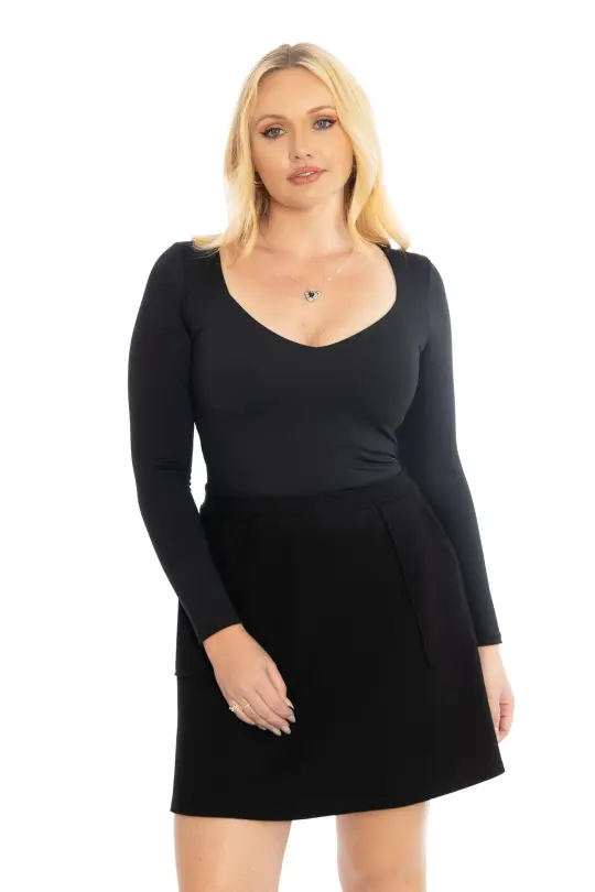 Matte Black Heart Long Sleeve Top