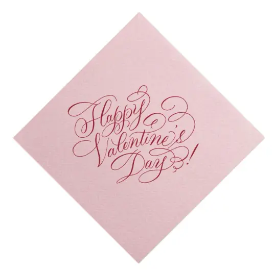 Happy Valentine's Day Red Foil on Pink Elegance Napkins, Set of 20