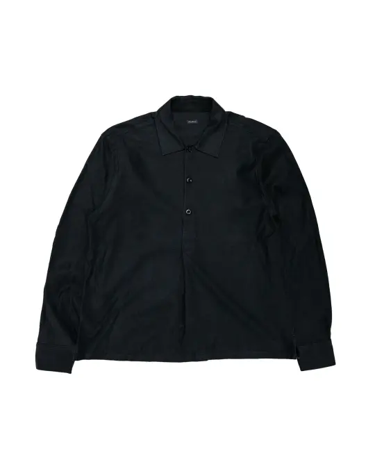 Conkers Night Shirt Brushed Herringbone Black