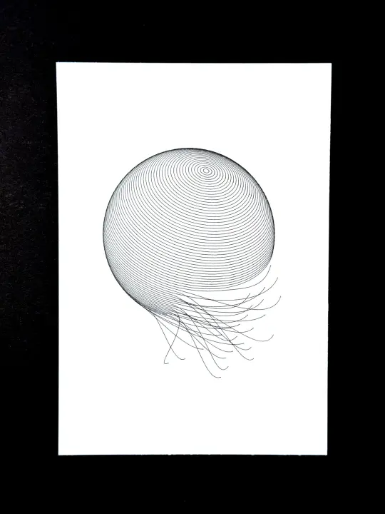 Sphere Study 02 — 5x7" pen plot