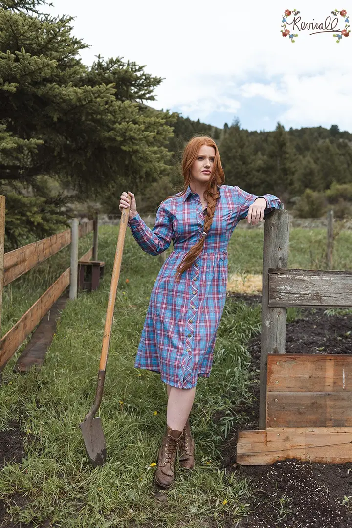 Cotton Chore Dress in Giddyup-Small