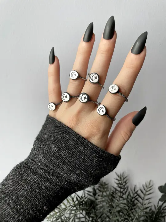 Small Moon & Star Rings