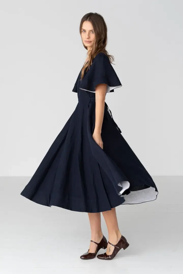 Wrap – Linen Dress with Butterfly Sleeves
