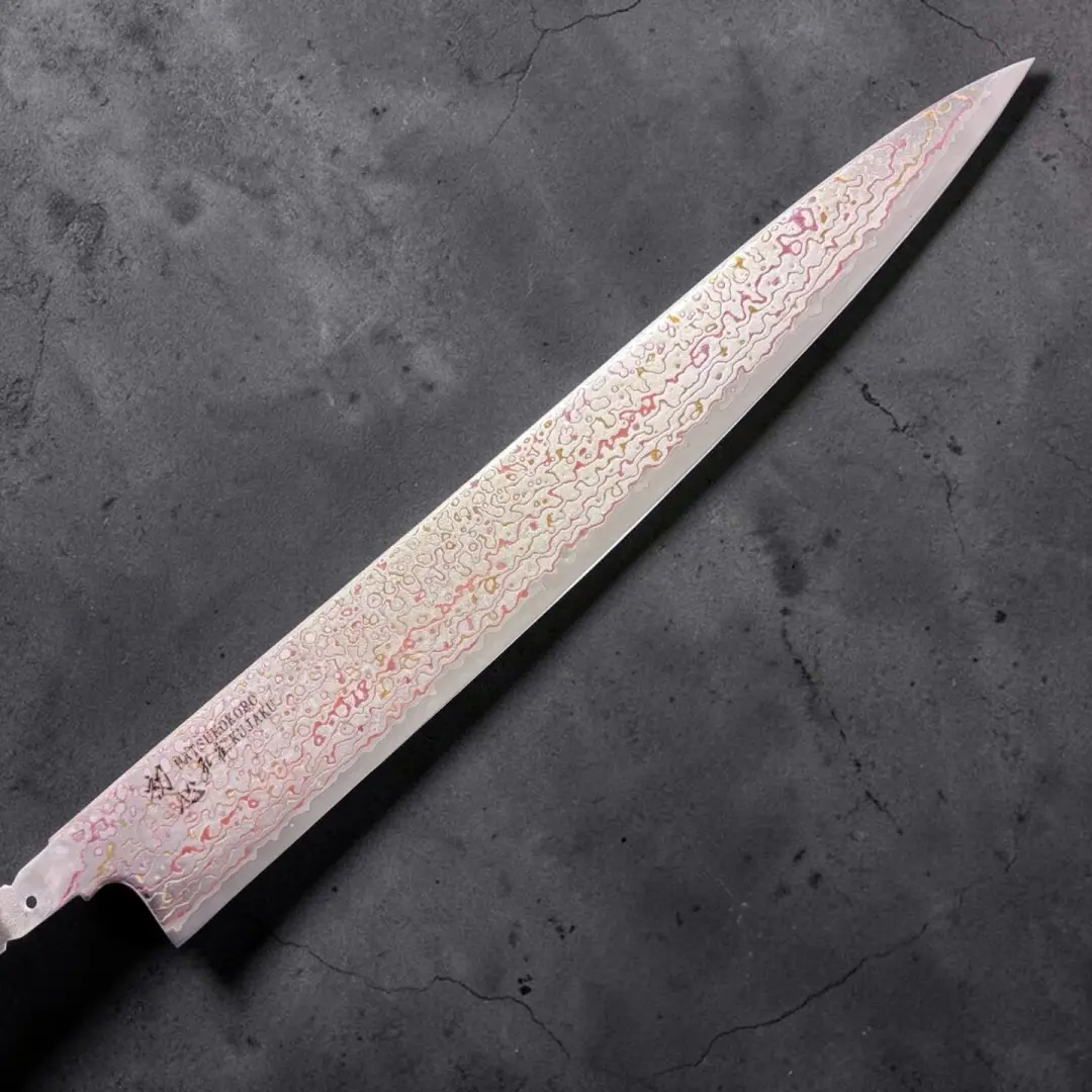 Hatsukokoro Kujaku V-Toku2 Rainbow Damascus Sujihiki 270mm No Handle