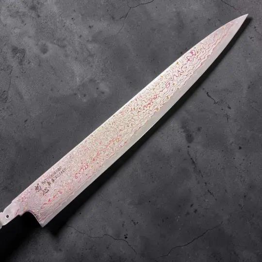 Hatsukokoro Kujaku V-Toku2 Rainbow Damascus Sujihiki 270mm No Handle