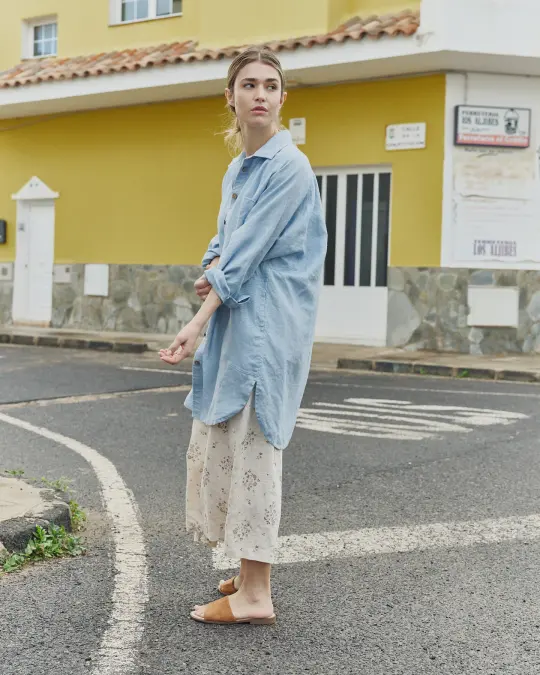 LIVORNO-2 oversized linen collar shirt