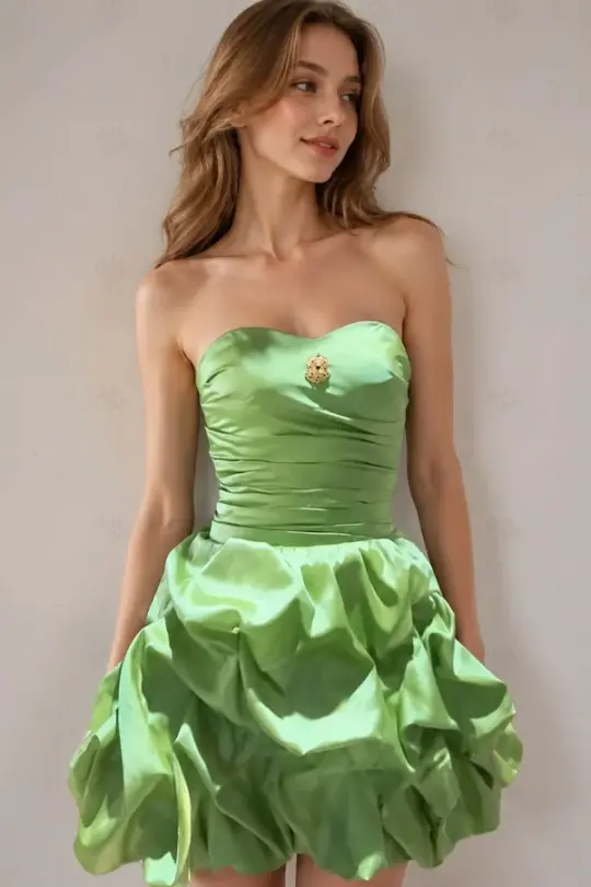 Charming Green Homecoming Dress ,A-Line Strapless Corset Short Prom Dress RS967