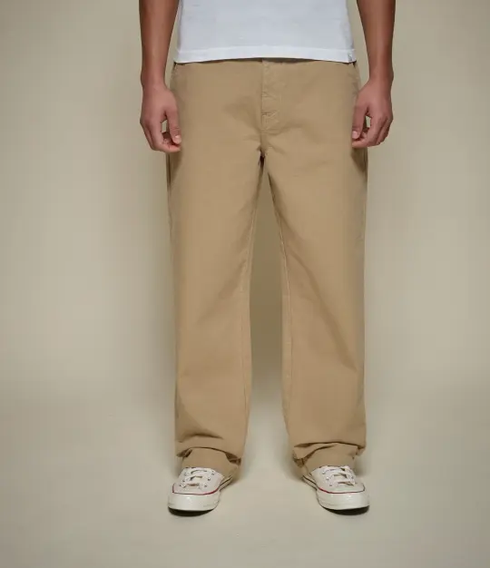 Cotton Canvas Straight Leg Pants