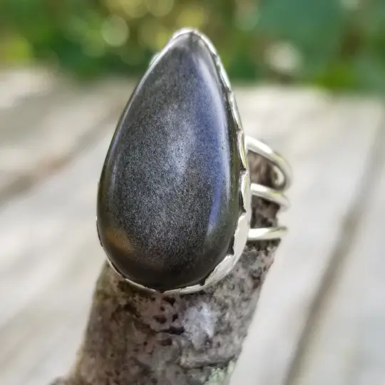 Glimmer - Sheen Obsidian Ring in Sterling Silver