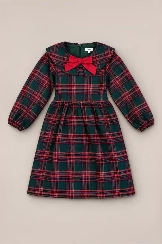 Mini Maisy Long Sleeve Dress in Evergreen Plaid
