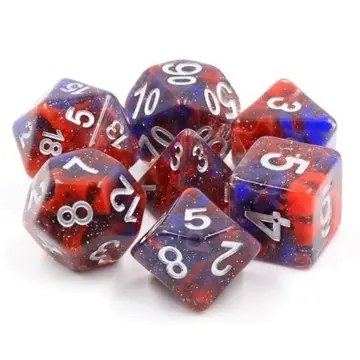 Fire and Ice Dice Set – Red & Blue Resin Swirl