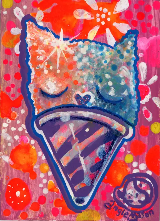 ‘Cat Sno-cone’ original acrylic on board