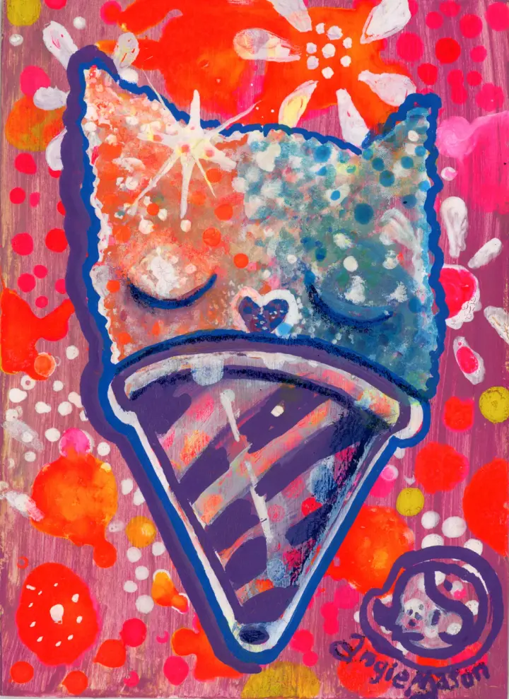 ‘Cat Sno-cone’ original acrylic on board