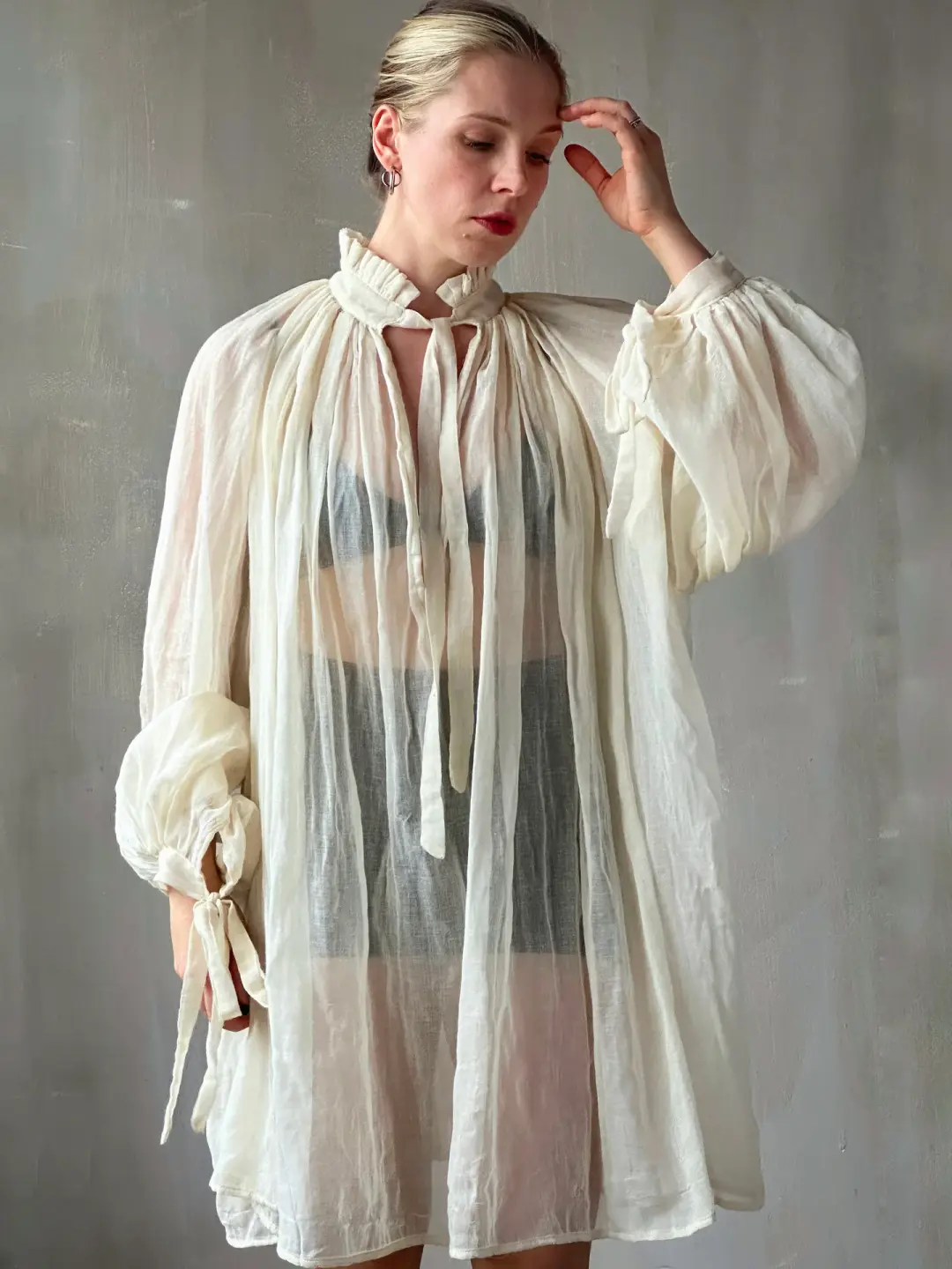 FW25: Baudelaire Chemise in Ivory Cotton Cheesecloth (Pre-Order)