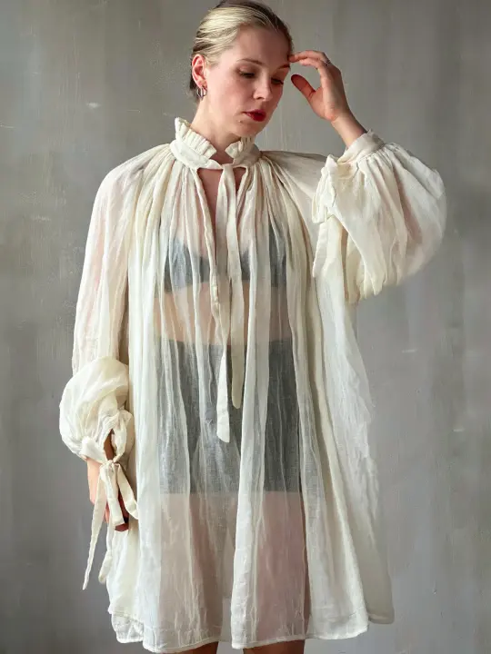 FW25: Baudelaire Chemise in Ivory Cotton Cheesecloth (Pre-Order)