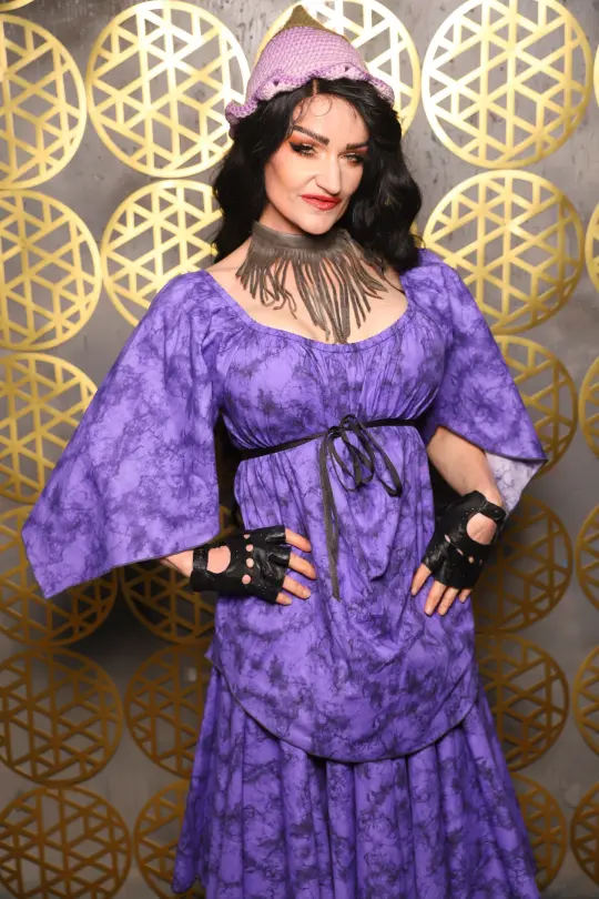 Classic Blouse in Purple Marble - The “Pick Pocket Princess” Collection