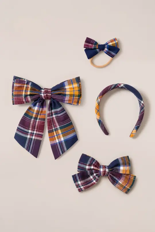 Hair Bows in Midnight Plaid