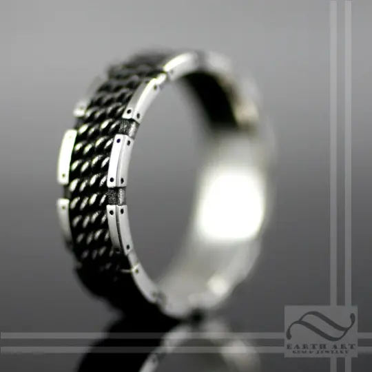 The Guardian - Mens Chainmail Armor Ring Sterling Silver