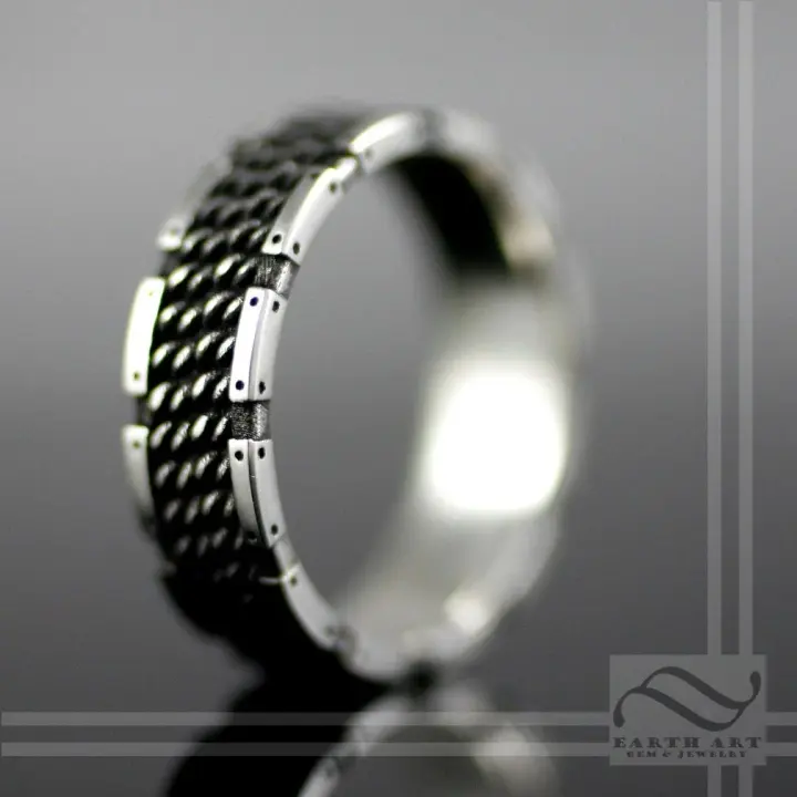 The Guardian - Mens Chainmail Armor Ring Sterling Silver