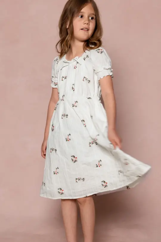 Mini Jessie Dress in Ditsy Embroidery