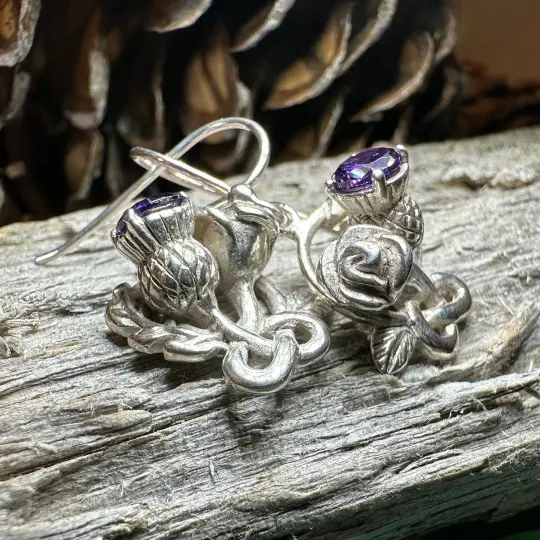 Cyrena Thistle Amethyst Earrings