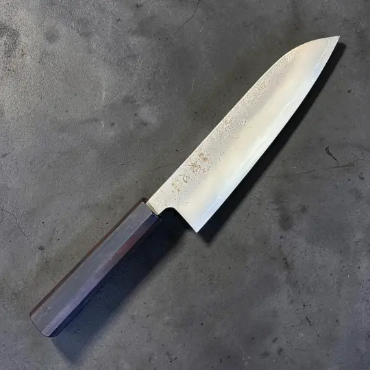 Hatsukokoro Ginrei Silver #3 Santoku 170mm with Mono Ebony Handle