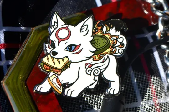 Sandwich Thief Chibiterasu Enamel Pin (2” Fan-made Hard Enamel)