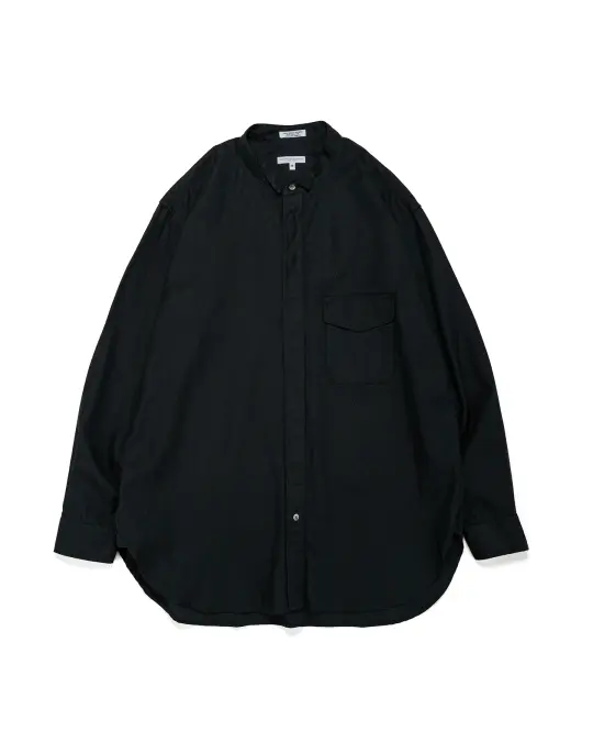 Engineered Garments Wing Collar Shirt Black Cotton Diagonal Dobby Stripe