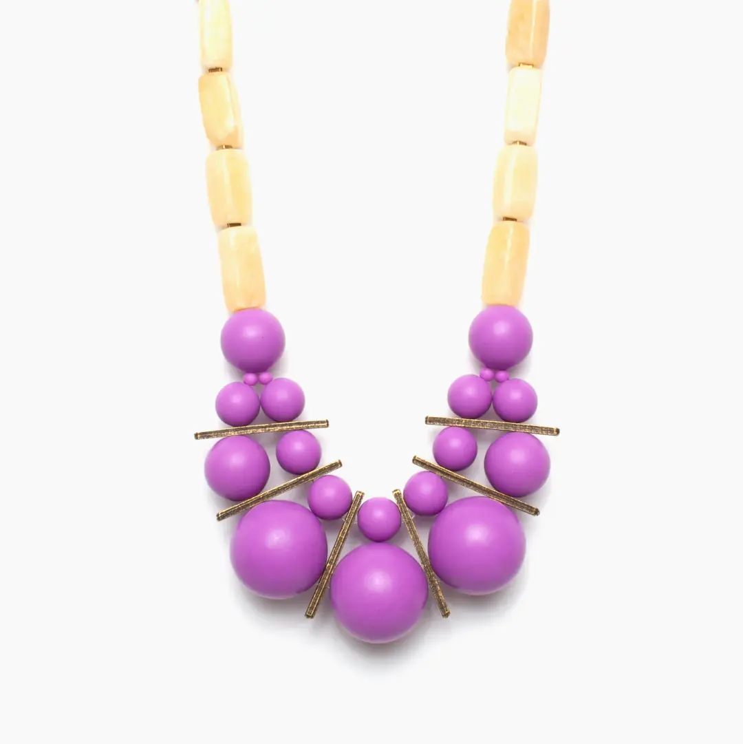 Yellow Stone and Purple Acrylic Necklace