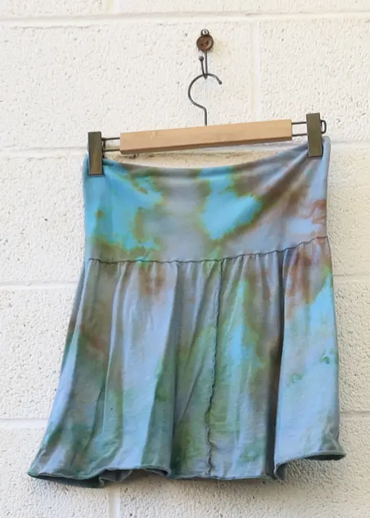 OOAK - Warrior Wanderer Mini Skirt / XL / TISSUE Hemp/Organic Cotton / Ice Dye (188)