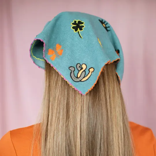 Chainstitch Silk Noil Bandana  | Indigo Charms