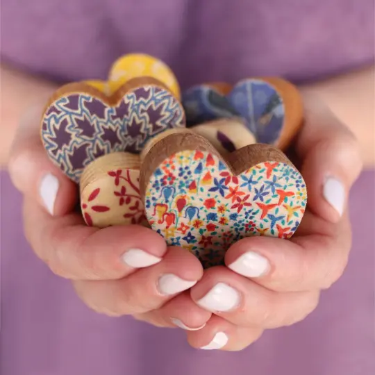 Fabric-Faced Wooden Hearts