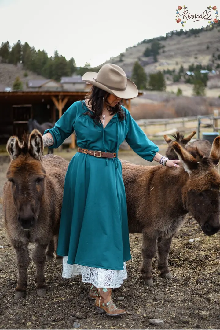Cotton Rosemary Dress in Peacock Blue- XL