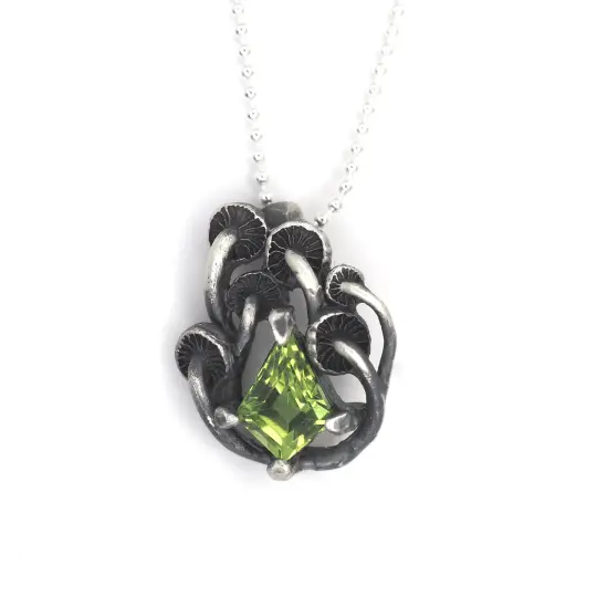 Mushroom and gemstone necklace