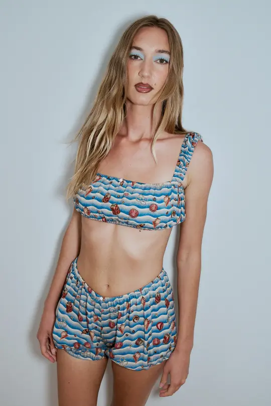 Bra & Bloomers Soft Linen Playsuit Set Trash Ocean