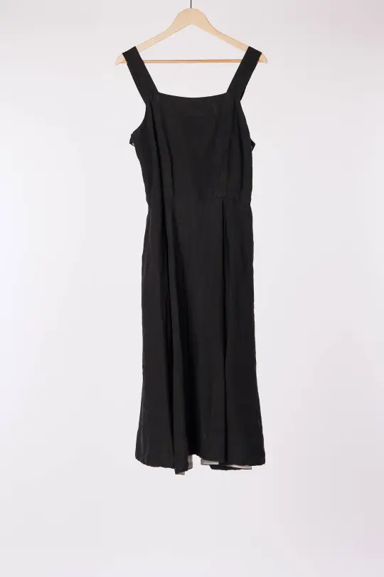 Pinafore Dress, Sleeveless, Black Pansy