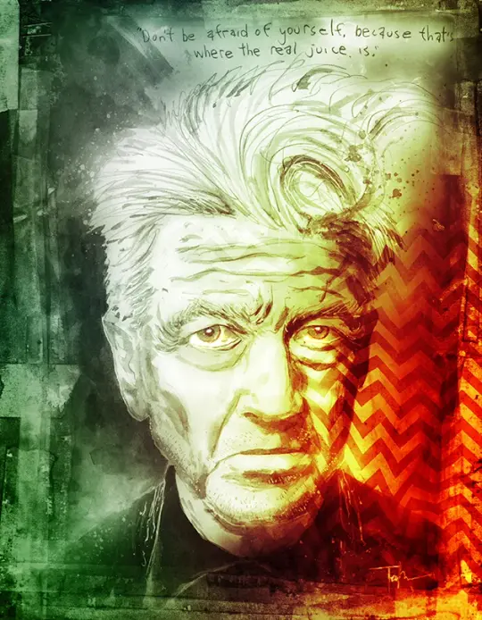 DAVID LYNCH SILVER FOIL PORTRAIT PRINT