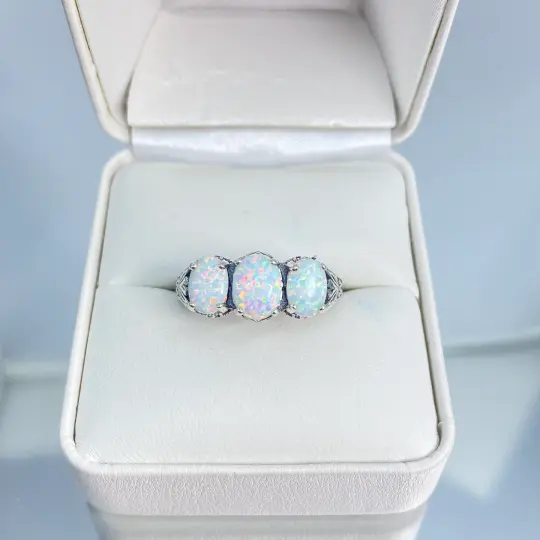 Opal Ring, Size 6.5, Art Deco Jewelry Design#D41 - Ready to Ship