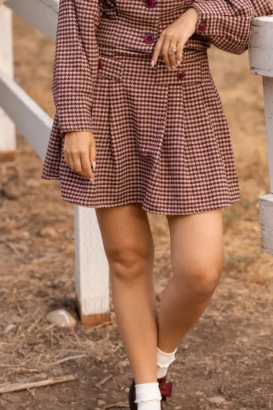 Kinley Skort in Mauve Houndstooth