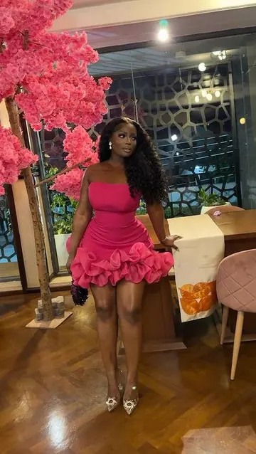 Sweet Barbie Pink Ruffled Hem Sheath Strapless Bodycon Mini Dress Homecoming Dress RS232