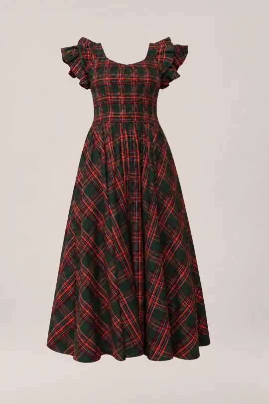 Hattie Dress in Evergreen Plaid